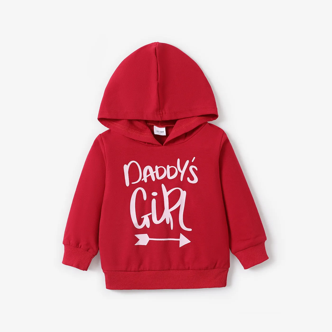 100% Cotton Letter Print Solid Long-sleeve Hooded Baby Sweatshirt
