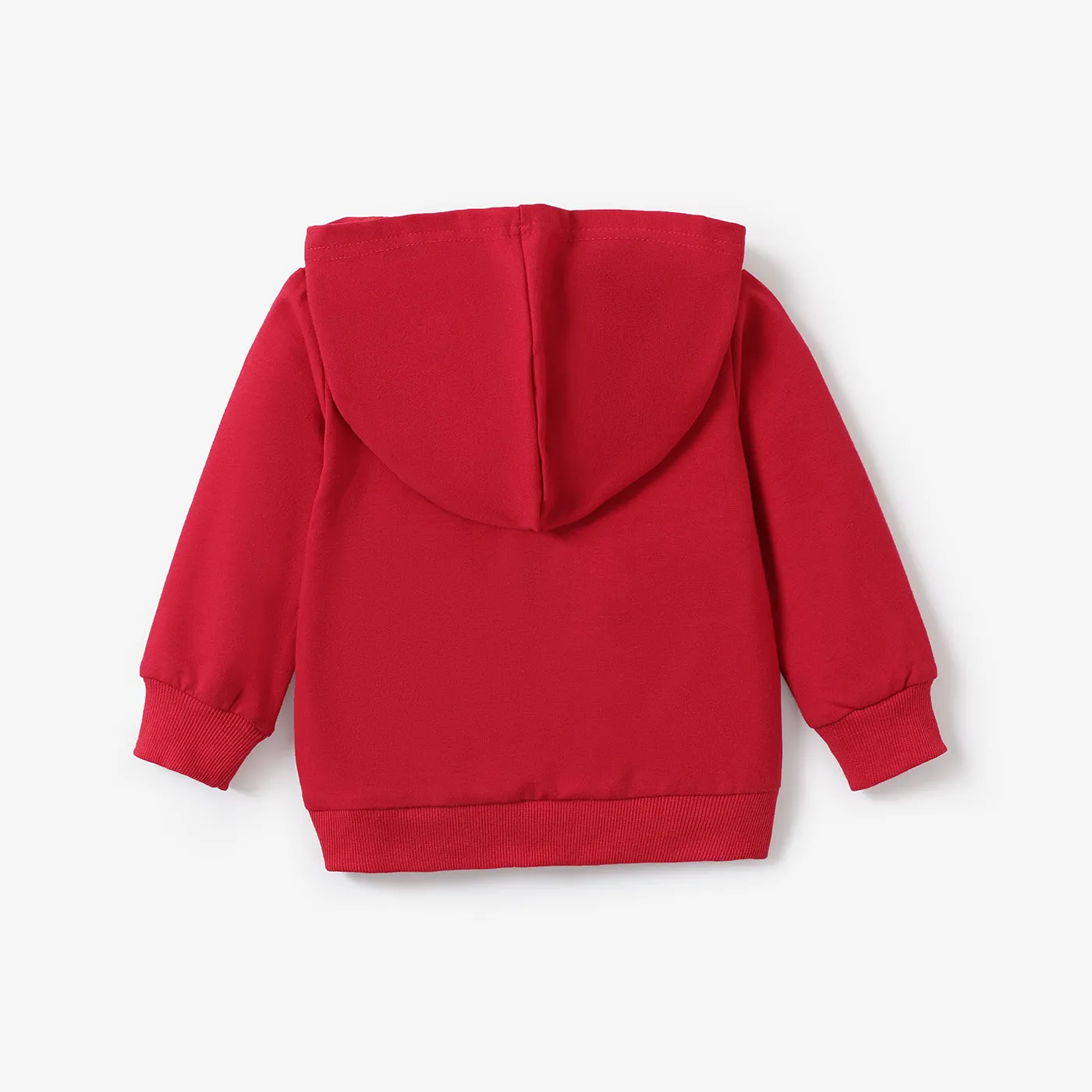 100% Cotton Letter Print Solid Long-sleeve Hooded Baby Sweatshirt