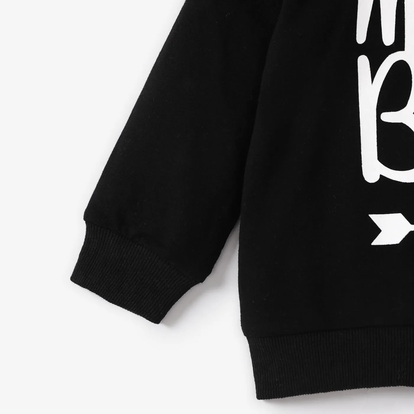 100% Cotton Letter Print Solid Long-sleeve Hooded Baby Sweatshirt