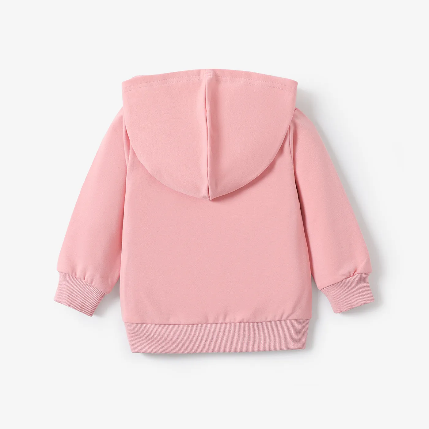 100% Cotton Letter Print Solid Long-sleeve Hooded Baby Sweatshirt
