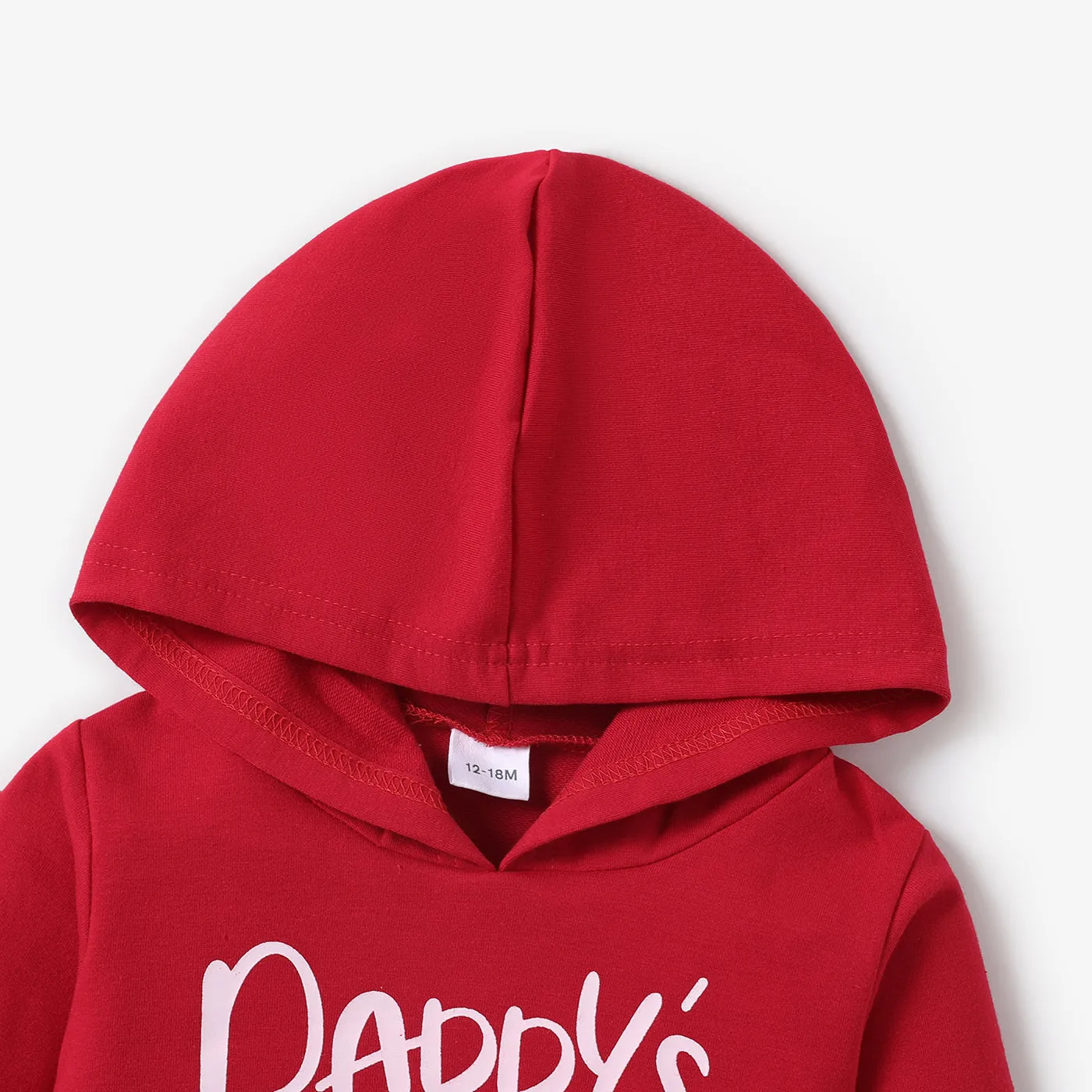 100% Cotton Letter Print Solid Long-sleeve Hooded Baby Sweatshirt