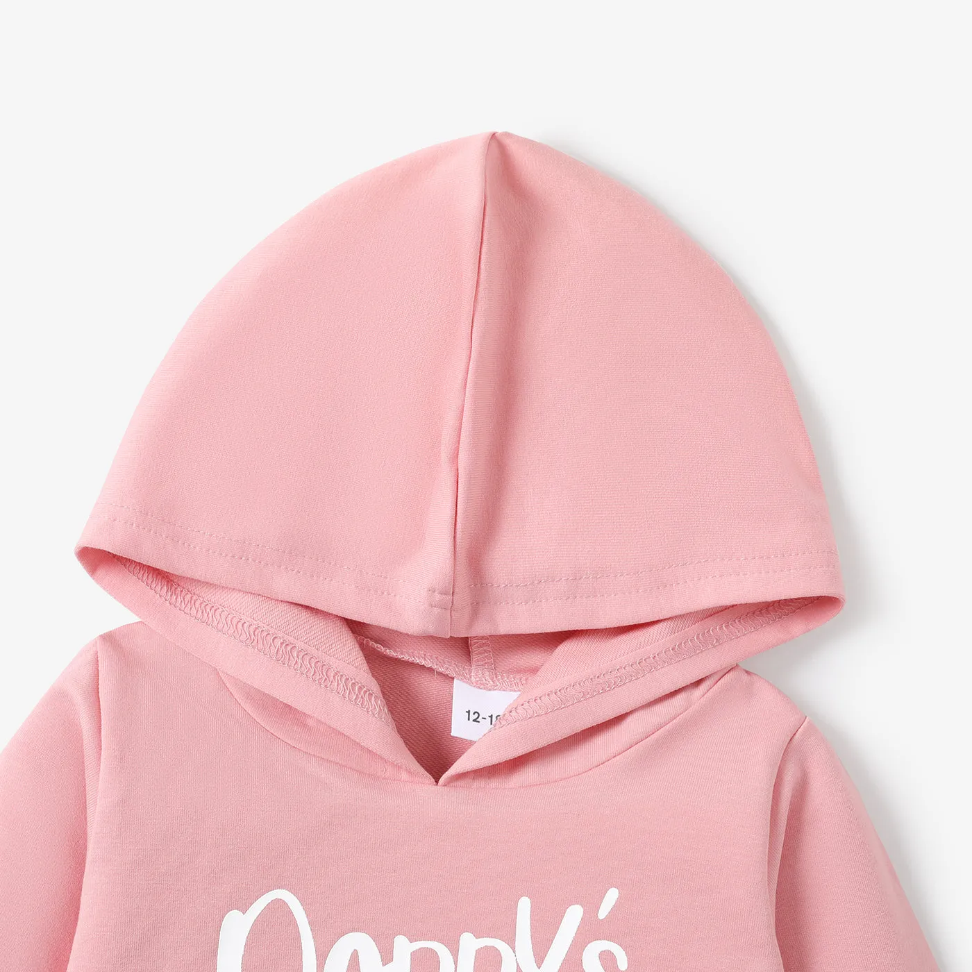 100% Cotton Letter Print Solid Long-sleeve Hooded Baby Sweatshirt