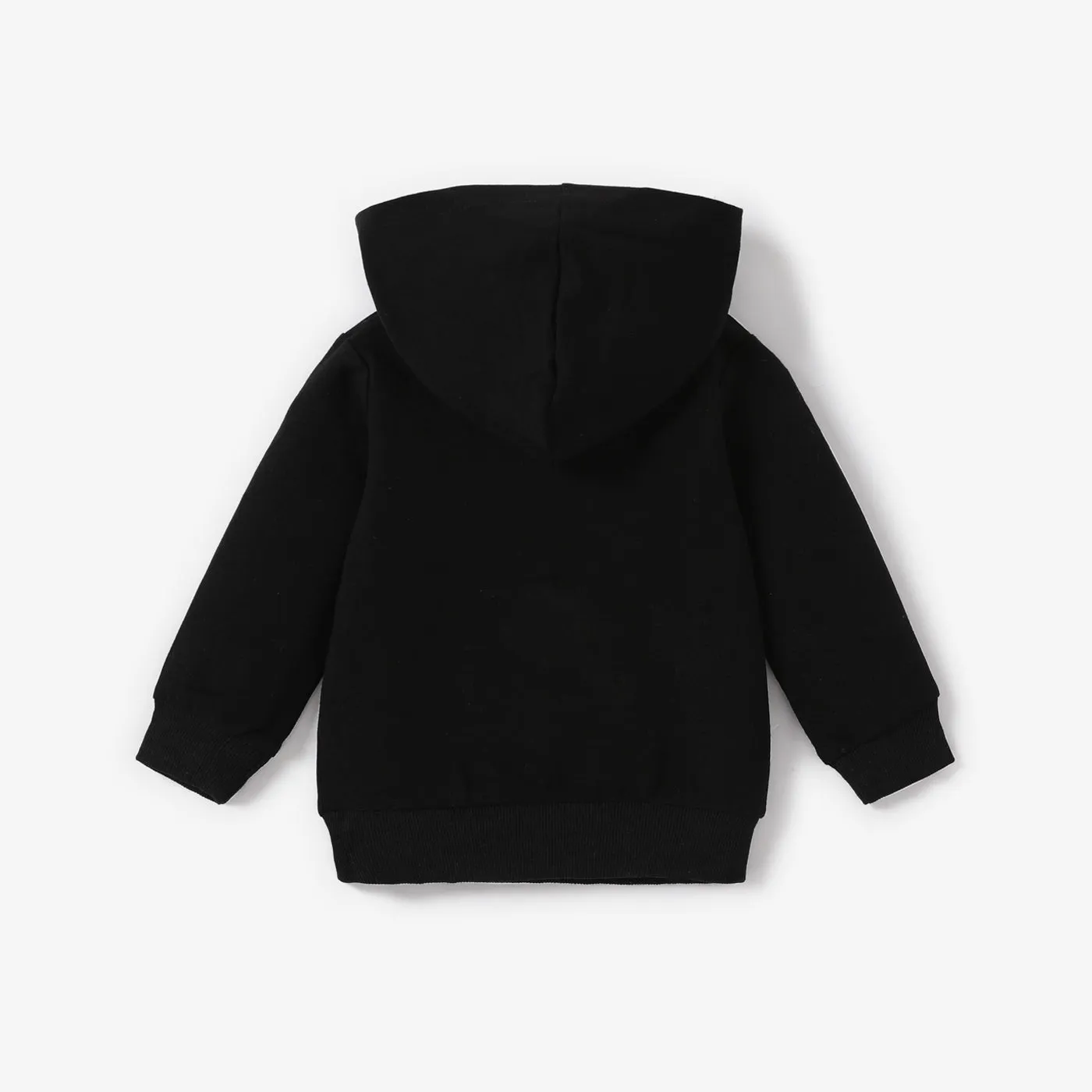 100% Cotton Letter Print Solid Long-sleeve Hooded Baby Sweatshirt