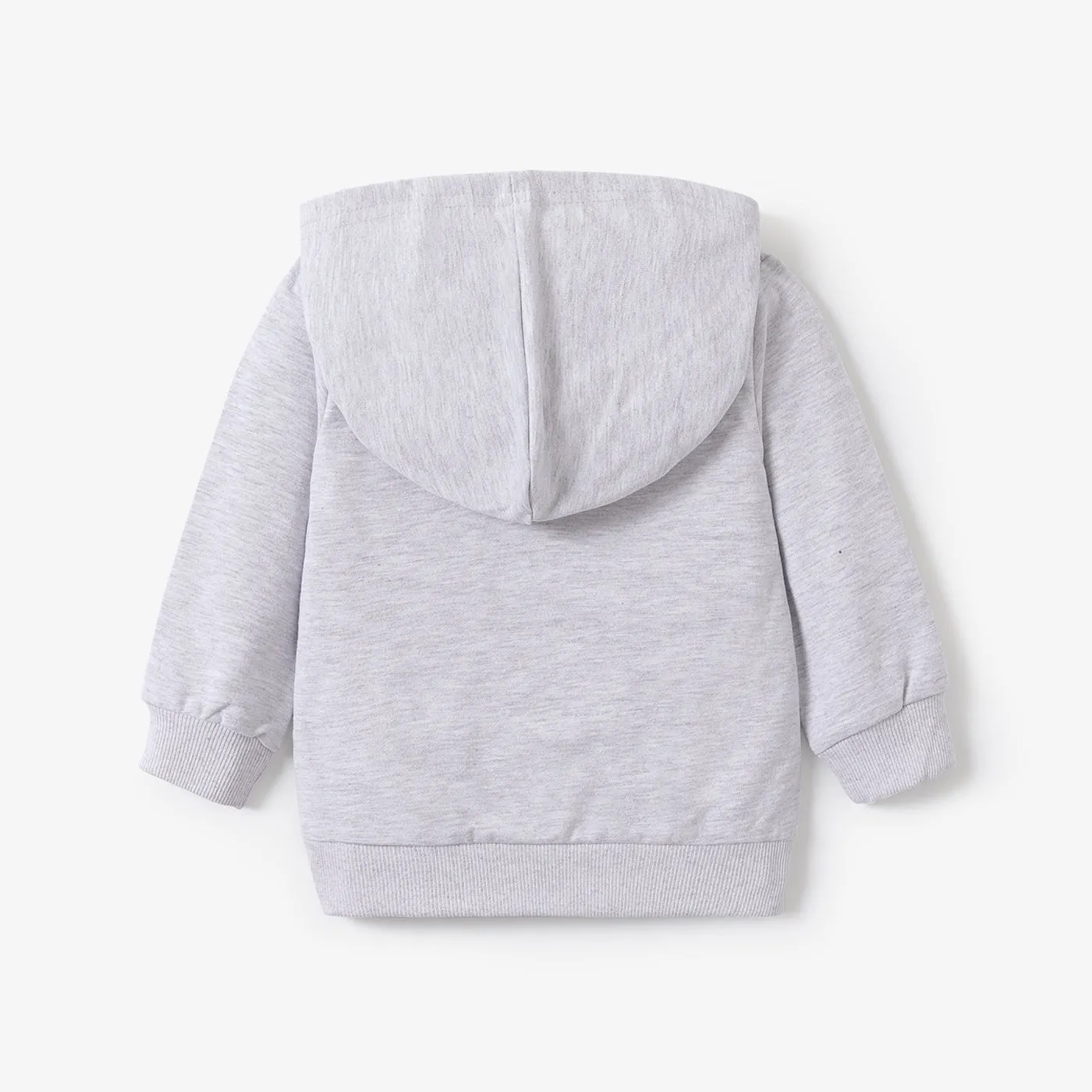 100% Cotton Letter Print Solid Long-sleeve Hooded Baby Sweatshirt