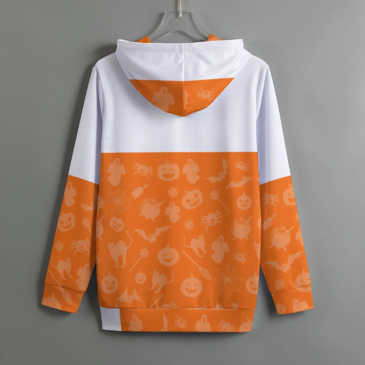 176. All-Over Print Women's Pullover Hoodie With Drawstring orange pumpkins, print