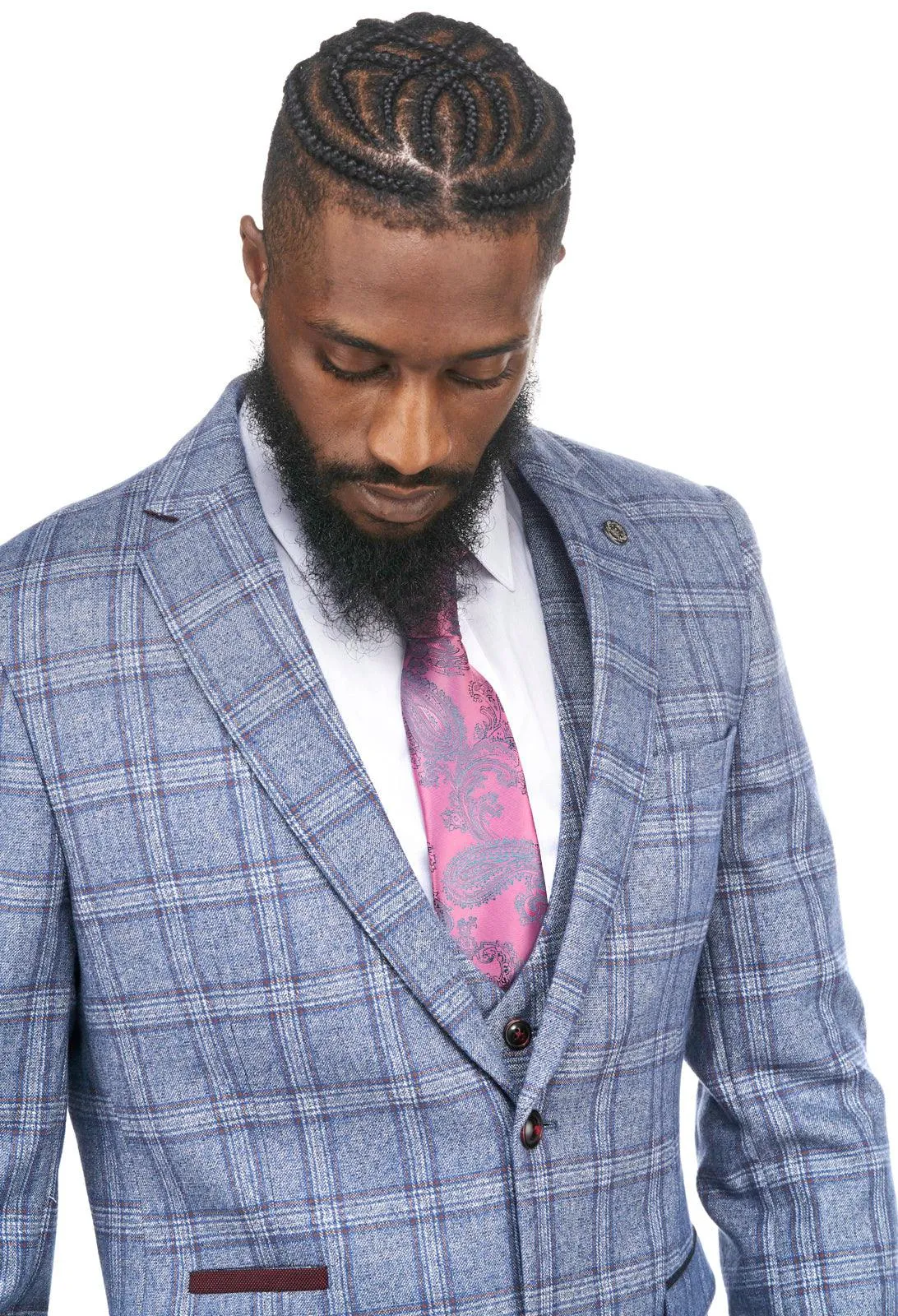 Abbott Blue Tweed Check Three Piece Suit | Wedding Suit | Party Wear | Office Wear | Check suit