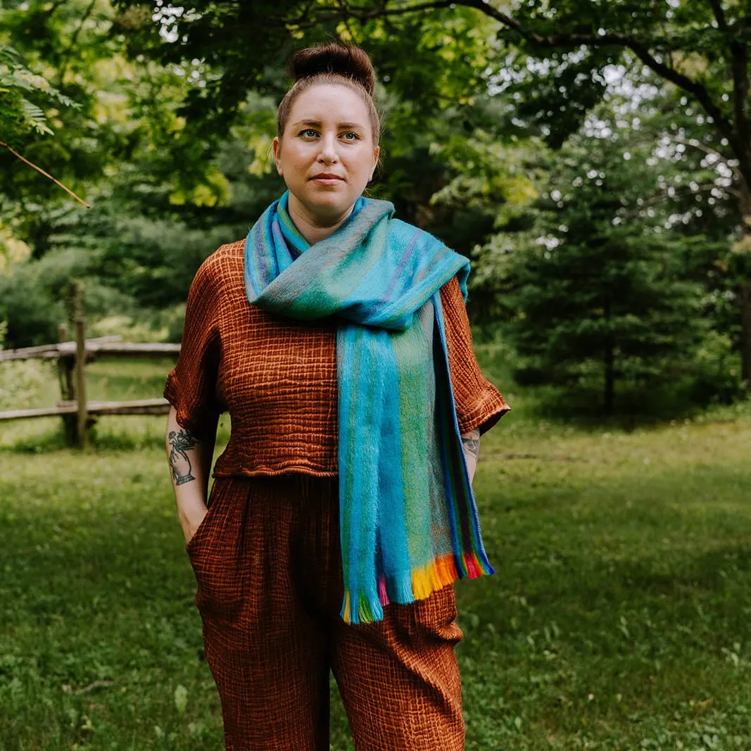 Alpaca Blend Scarf in Tropical Multi Stripe