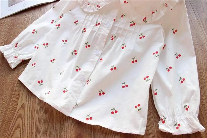 Baby/Toddler Girl Fruits Print Long Sleeve Dress Shirt (3 Designs)