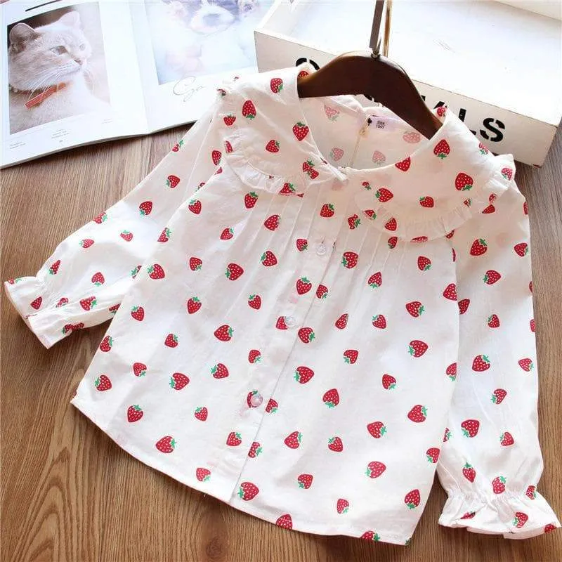 Baby/Toddler Girl Fruits Print Long Sleeve Dress Shirt (3 Designs)