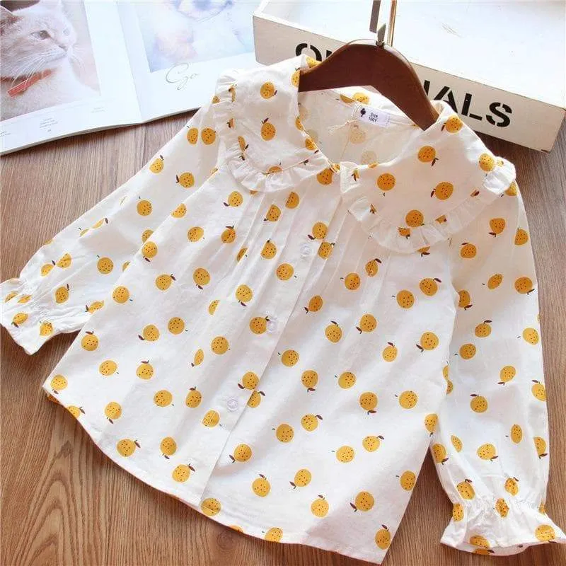 Baby/Toddler Girl Fruits Print Long Sleeve Dress Shirt (3 Designs)