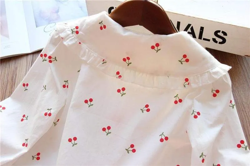 Baby/Toddler Girl Fruits Print Long Sleeve Dress Shirt (3 Designs)