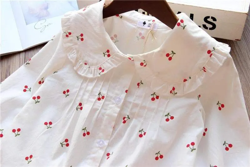 Baby/Toddler Girl Fruits Print Long Sleeve Dress Shirt (3 Designs)