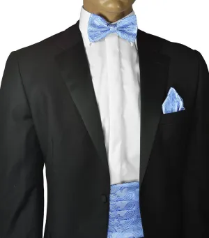 Blue Paisley Cummerbund and Bow Tie Set