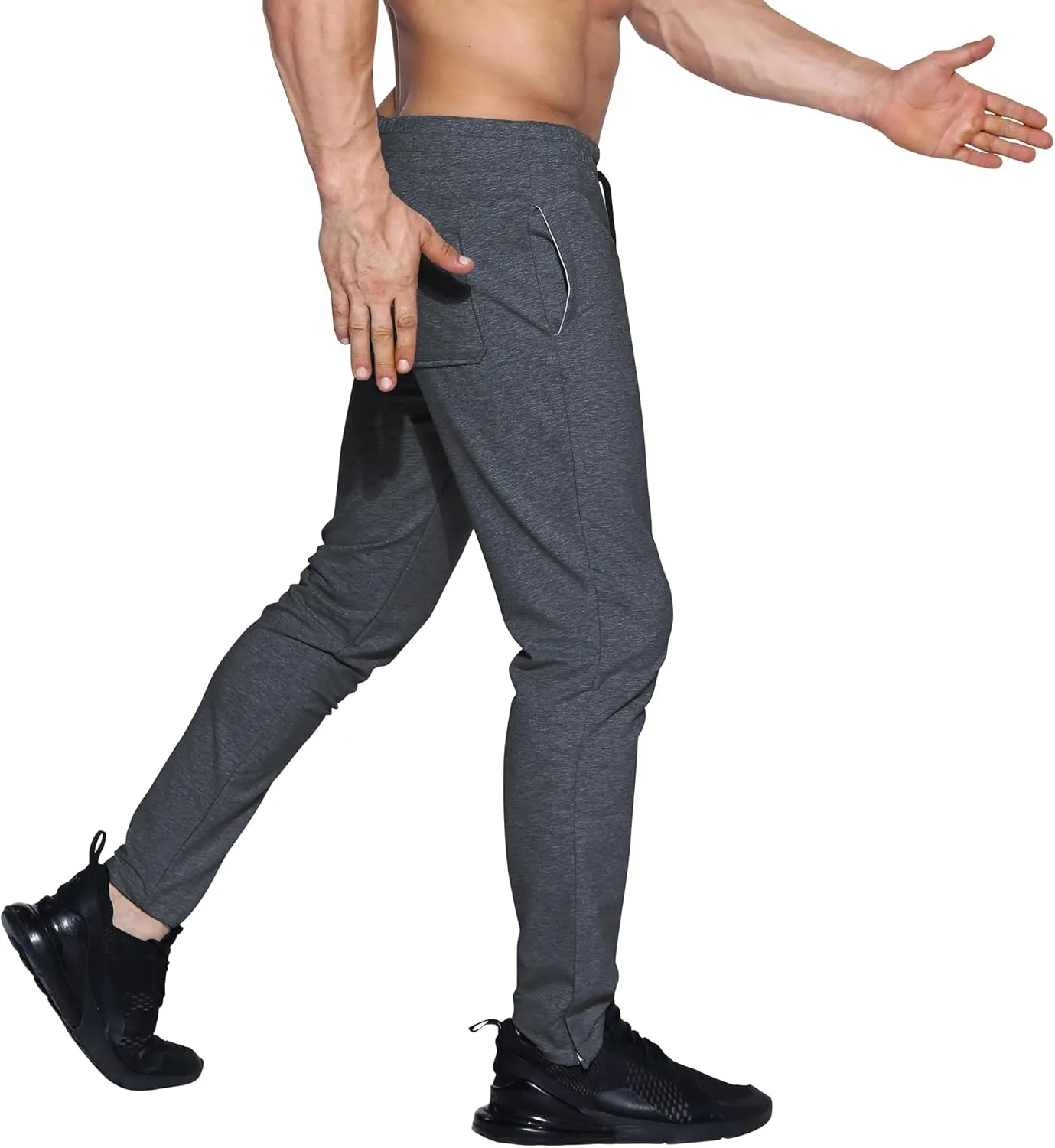 BROKIG Mens Leglock Gym Jogger Sweat Pants Ankle Zip,Workout Sweatpants Athletic Tapered Jogging Pants with Pockets