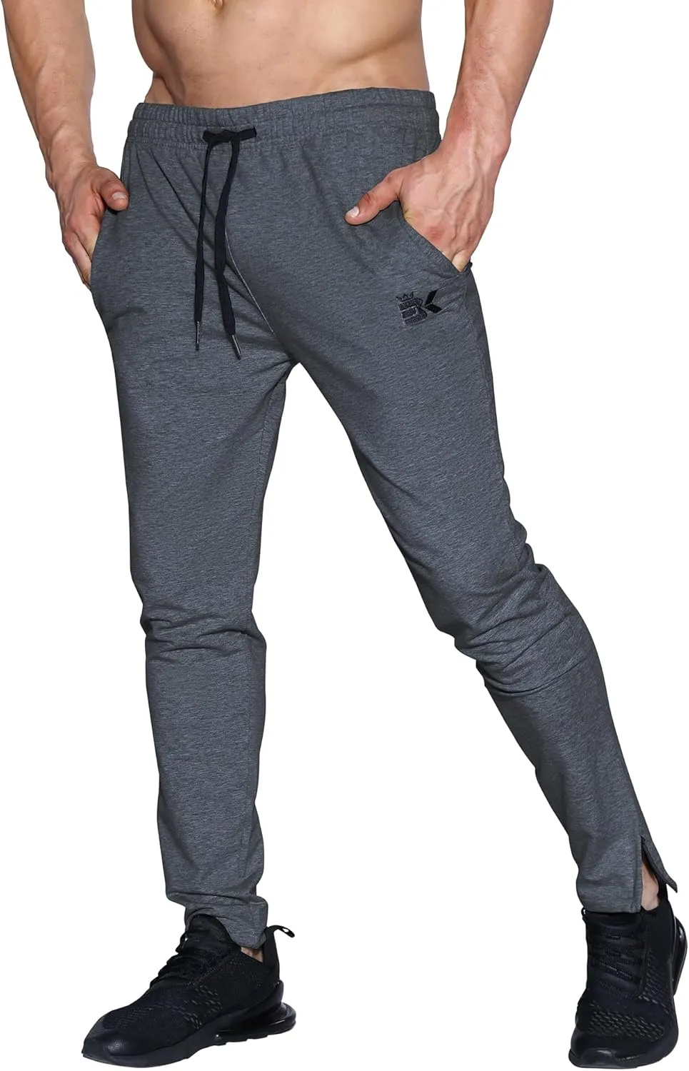 BROKIG Mens Leglock Gym Jogger Sweat Pants Ankle Zip,Workout Sweatpants Athletic Tapered Jogging Pants with Pockets