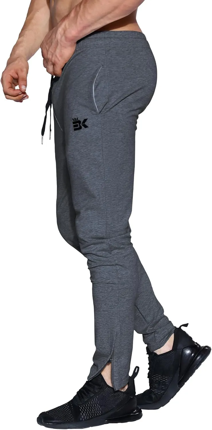 BROKIG Mens Leglock Gym Jogger Sweat Pants Ankle Zip,Workout Sweatpants Athletic Tapered Jogging Pants with Pockets