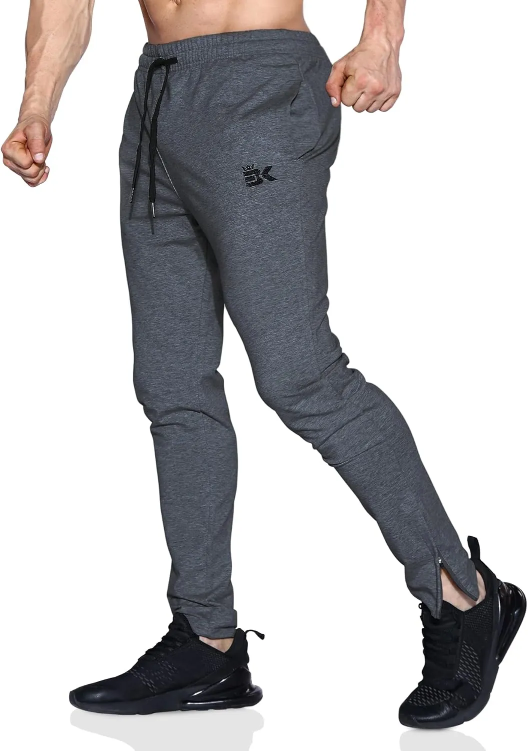 BROKIG Mens Leglock Gym Jogger Sweat Pants Ankle Zip,Workout Sweatpants Athletic Tapered Jogging Pants with Pockets