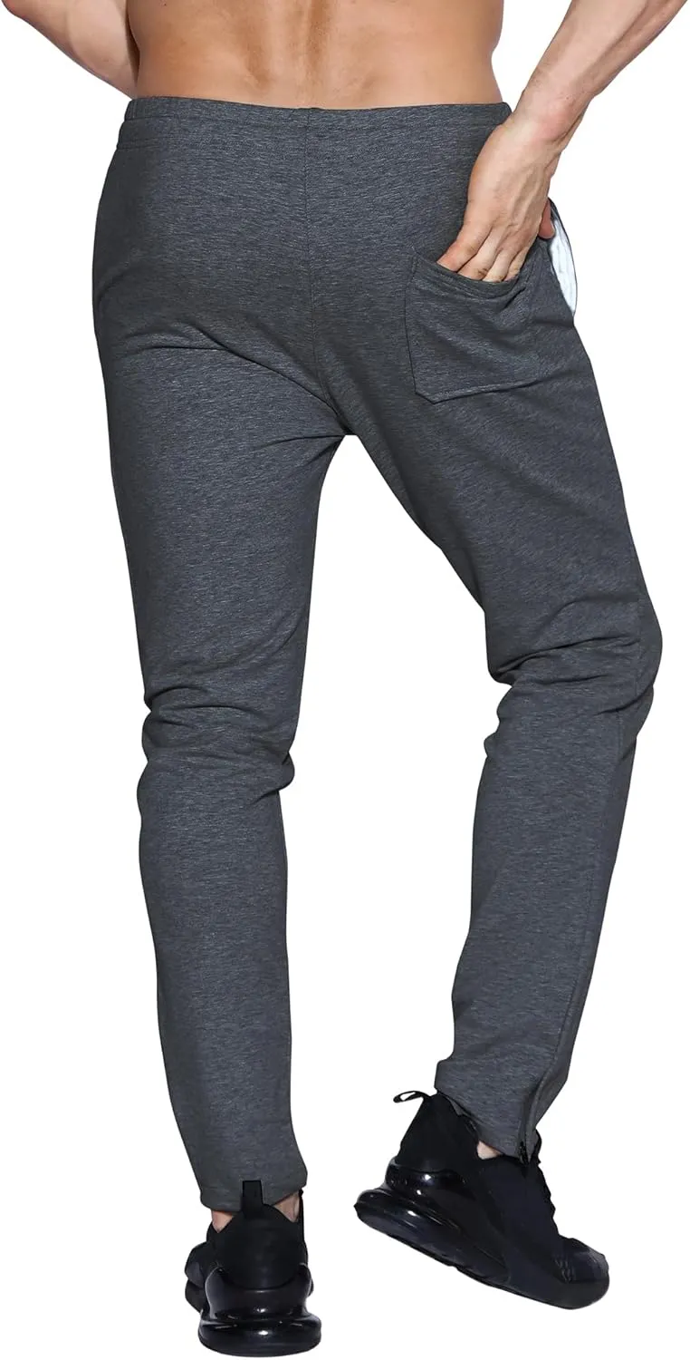 BROKIG Mens Leglock Gym Jogger Sweat Pants Ankle Zip,Workout Sweatpants Athletic Tapered Jogging Pants with Pockets