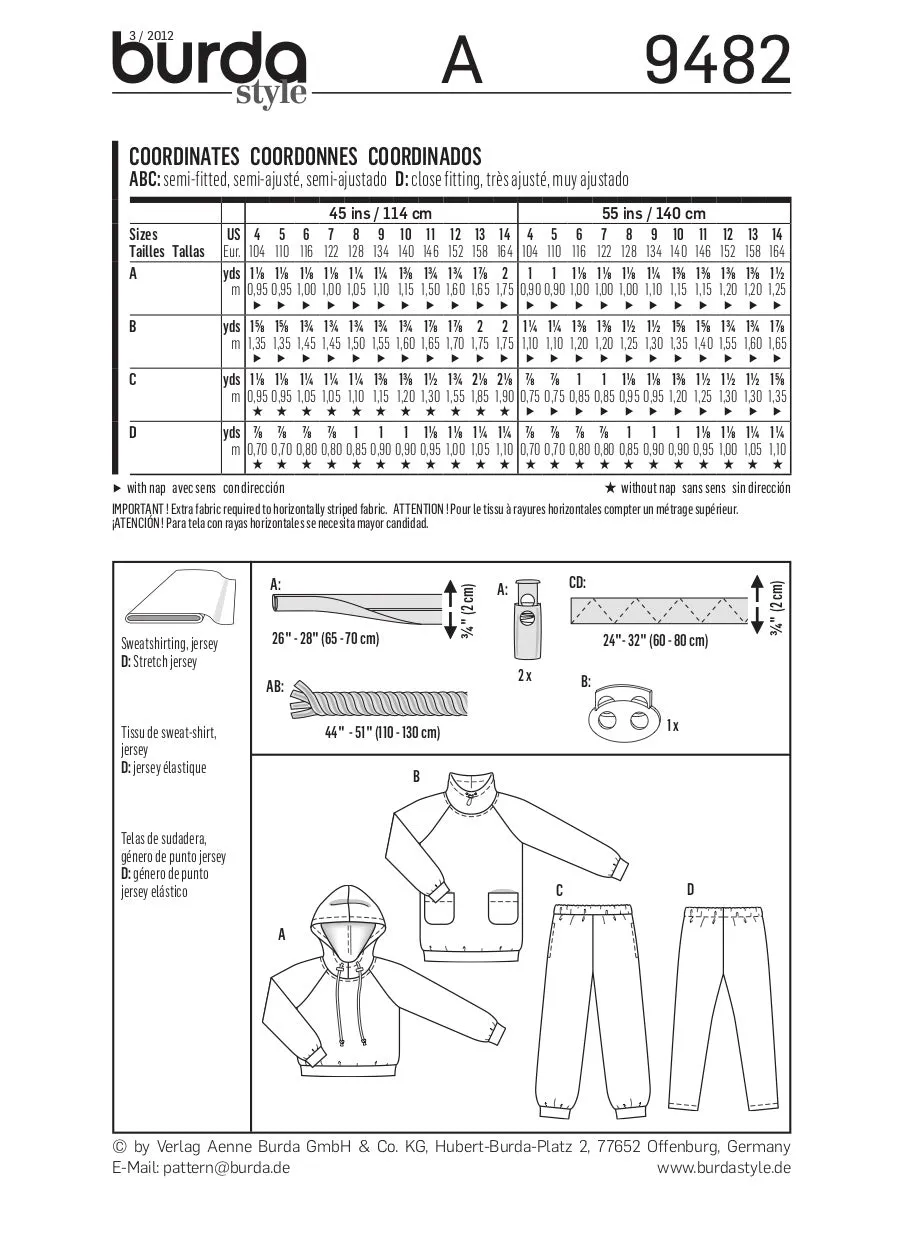 Burda Pattern 9482 Coordinates (4-14)