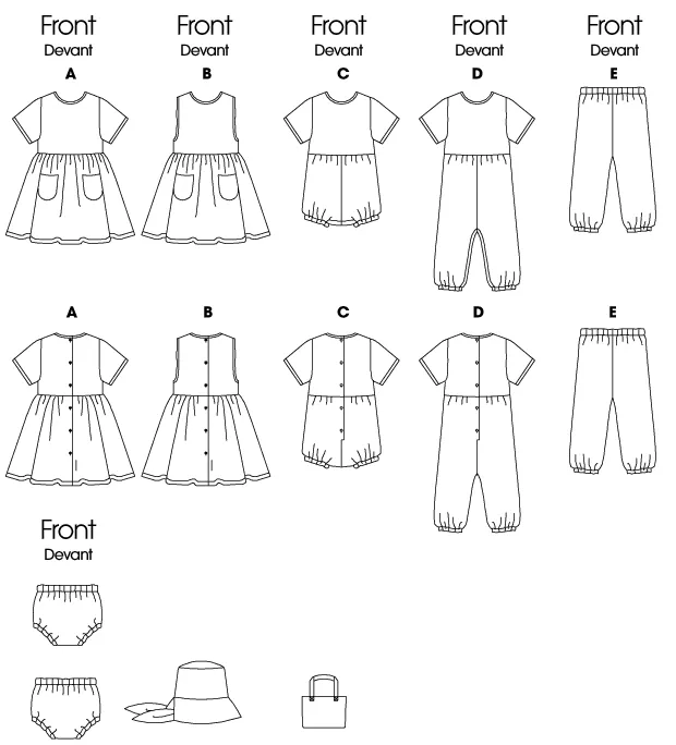 Butterick 5624 Infants' Dress, Jumper, Romper, Jumpsuit Pattern