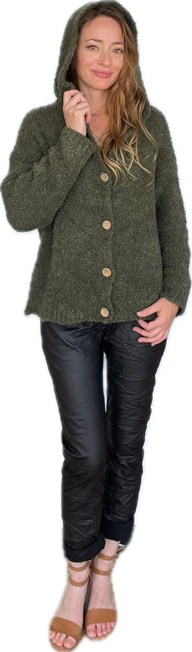 Button Down Cardigan/Sweater with Hood