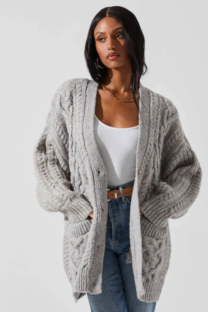 Charli Cable Knit Oversized Cardigan