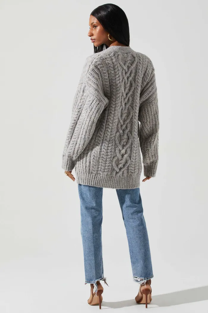 Charli Cable Knit Oversized Cardigan