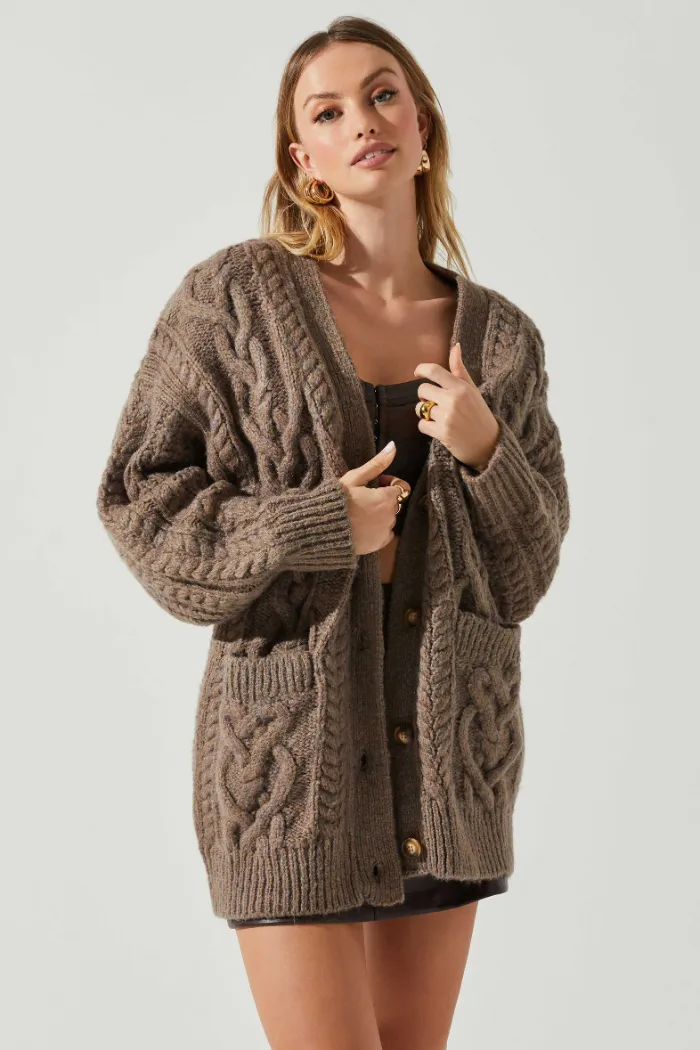 Charli Cable Knit Oversized Cardigan