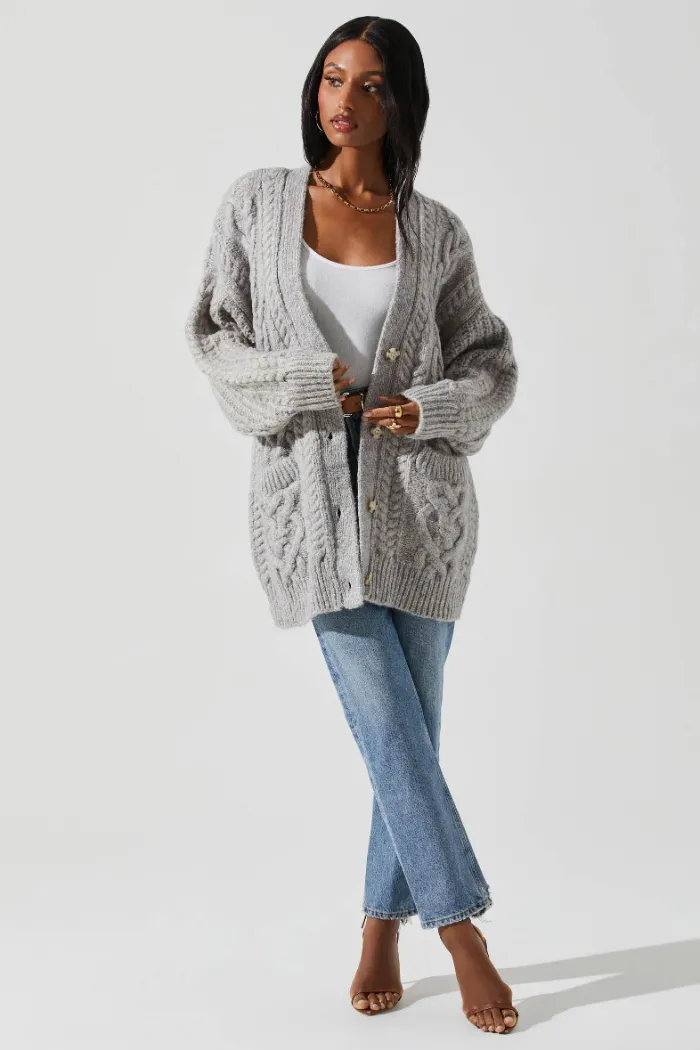 Charli Cable Knit Oversized Cardigan
