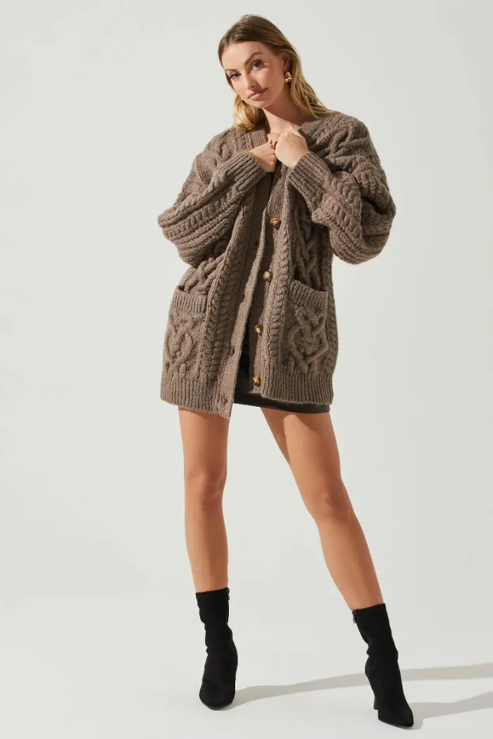 Charli Cable Knit Oversized Cardigan