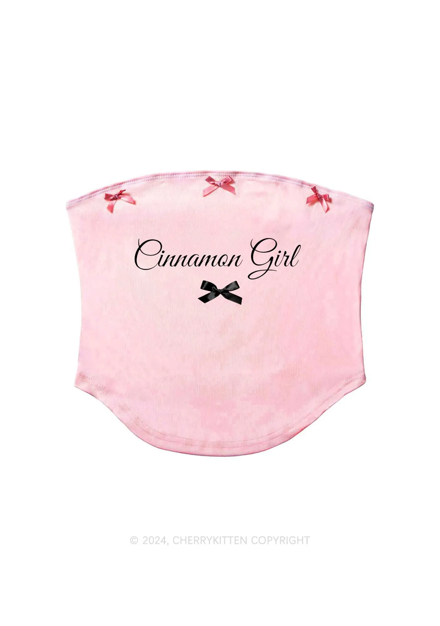 Cinnamon Girl Y2K Pink Bow Tie Tube Top Cherrykitten