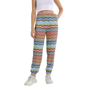 Elastic Waist Tapered Sweatpants Color Wave
