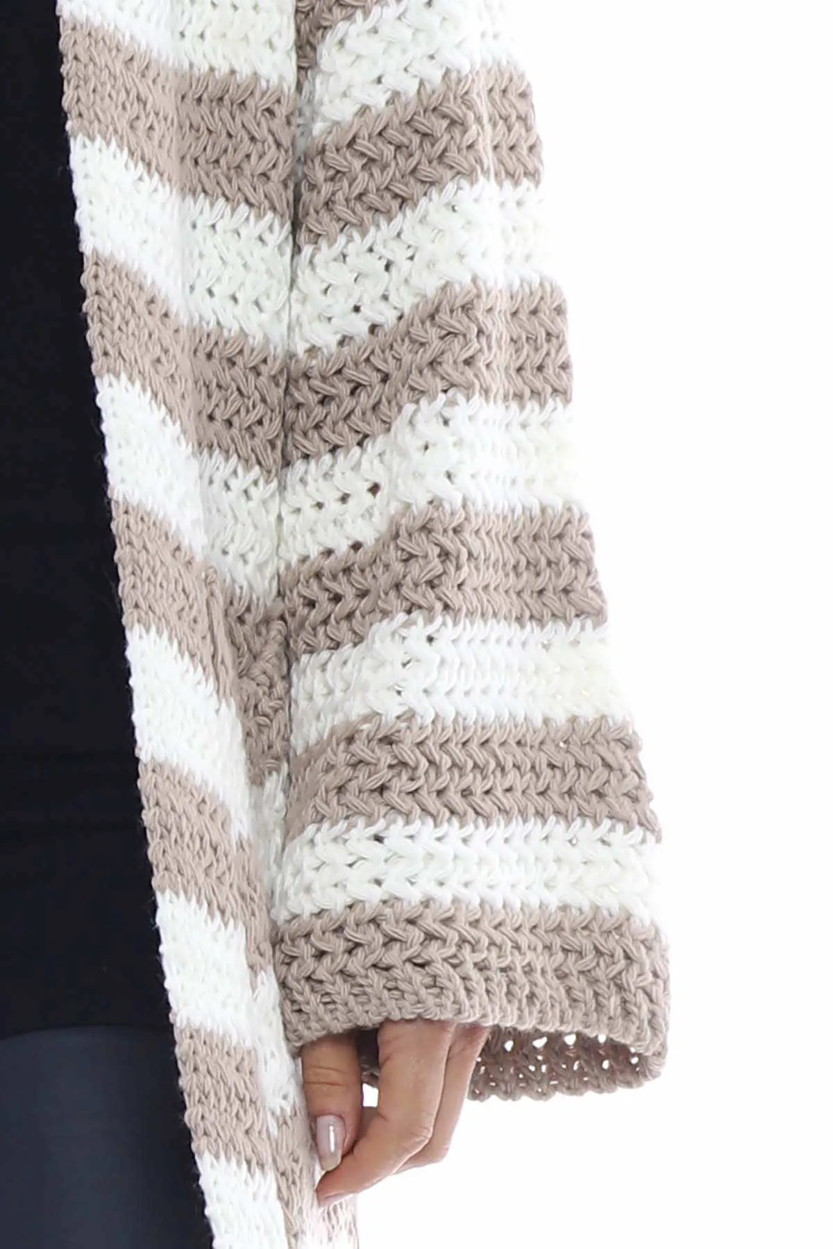 Eldora Long Stripe Knitted Cardigan Mocha