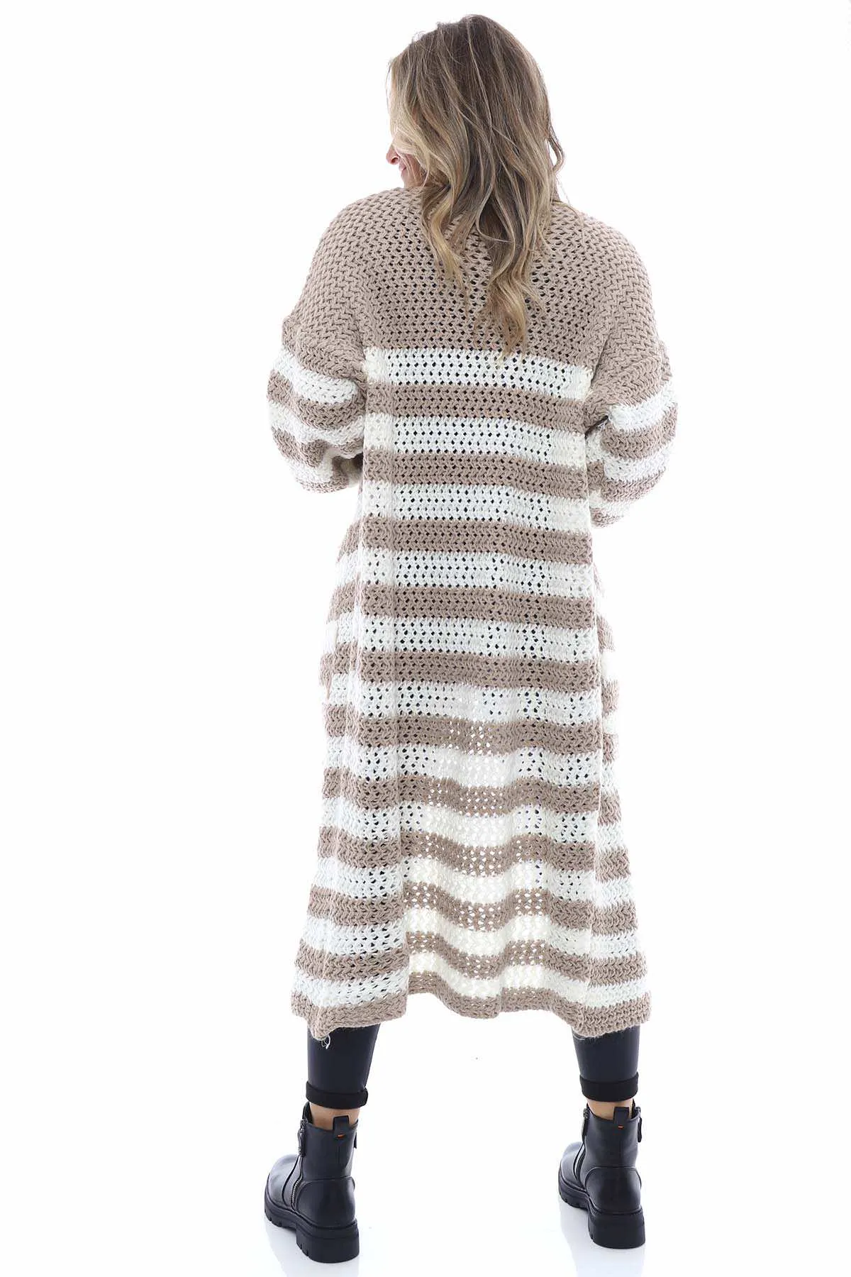 Eldora Long Stripe Knitted Cardigan Mocha
