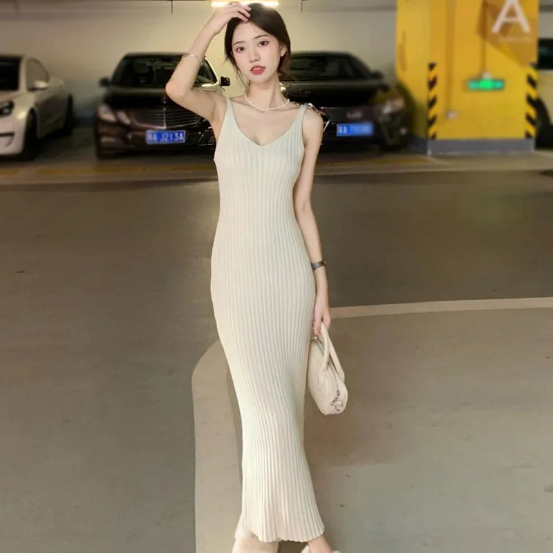 Elegant Knitted  Cashmere  Two-Piece Set with Cardigan& Dress