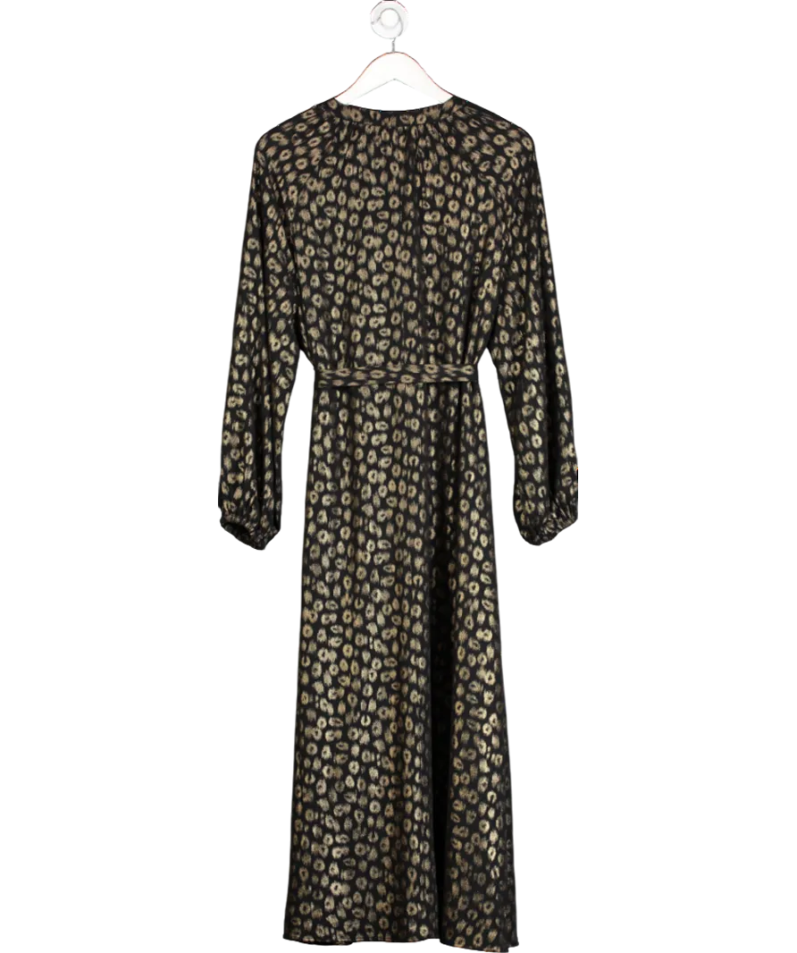 ELEVEN LOVES Black Leopard Print Shirt Dress (black/gold) UK 12