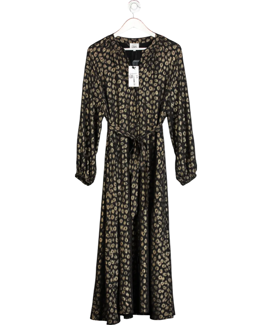 ELEVEN LOVES Black Leopard Print Shirt Dress (black/gold) UK 12