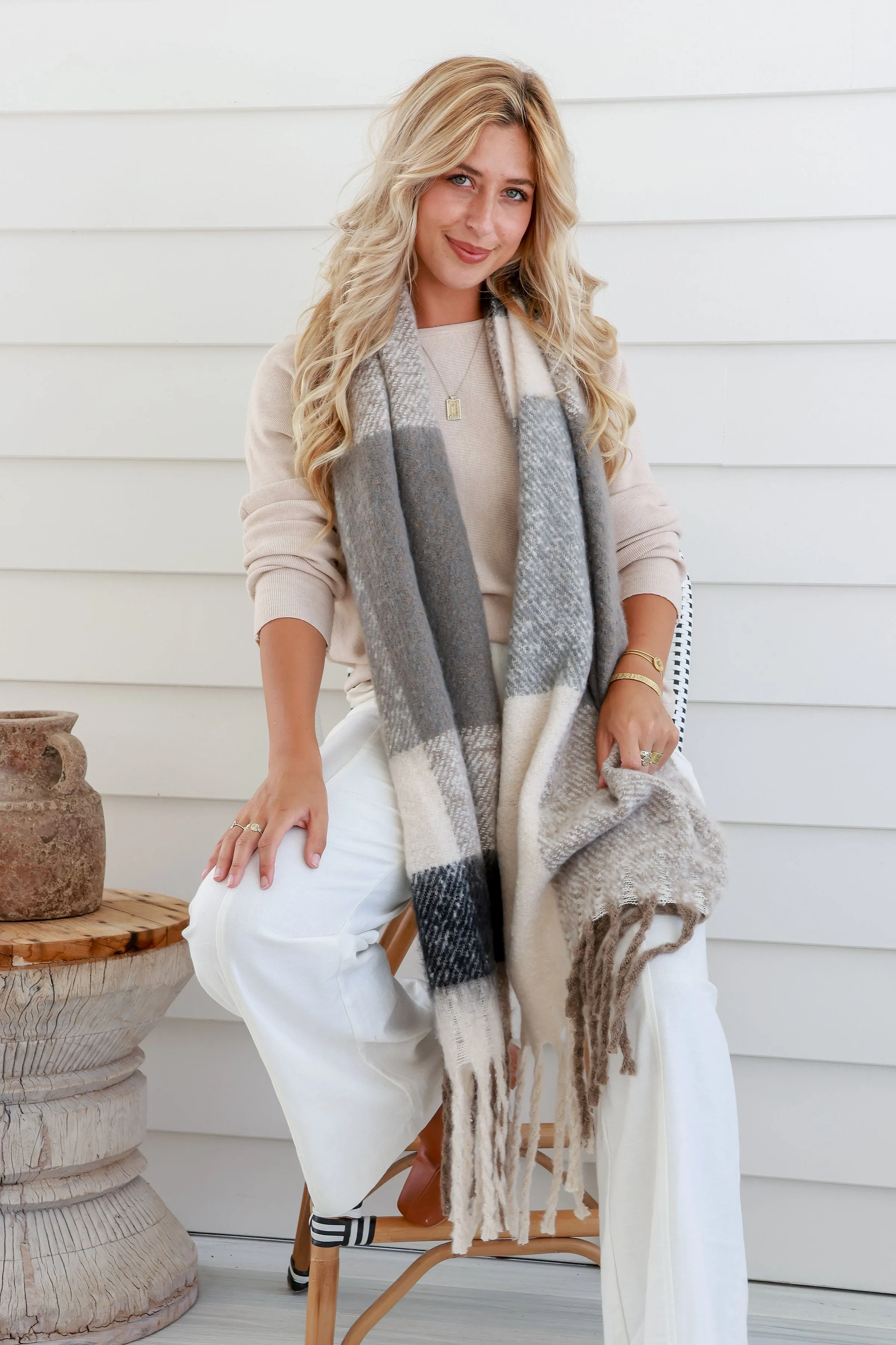 Grey Wrap Scarf