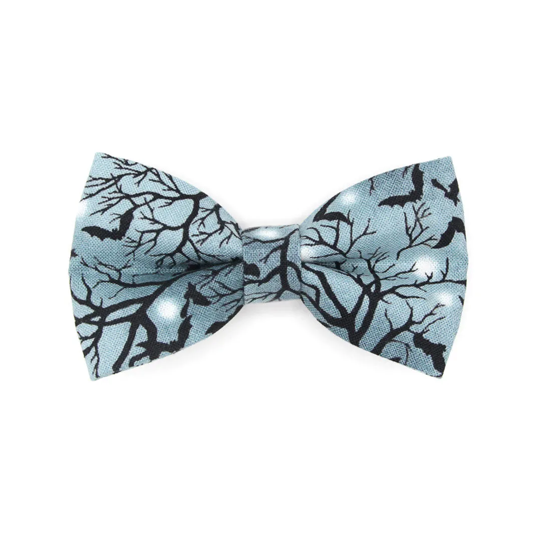 Halloween Pet Bow Tie - "Witching Hour" - Midnight Gray Bats Bow Tie for Cat / For Cats   Small Dogs (One Size)