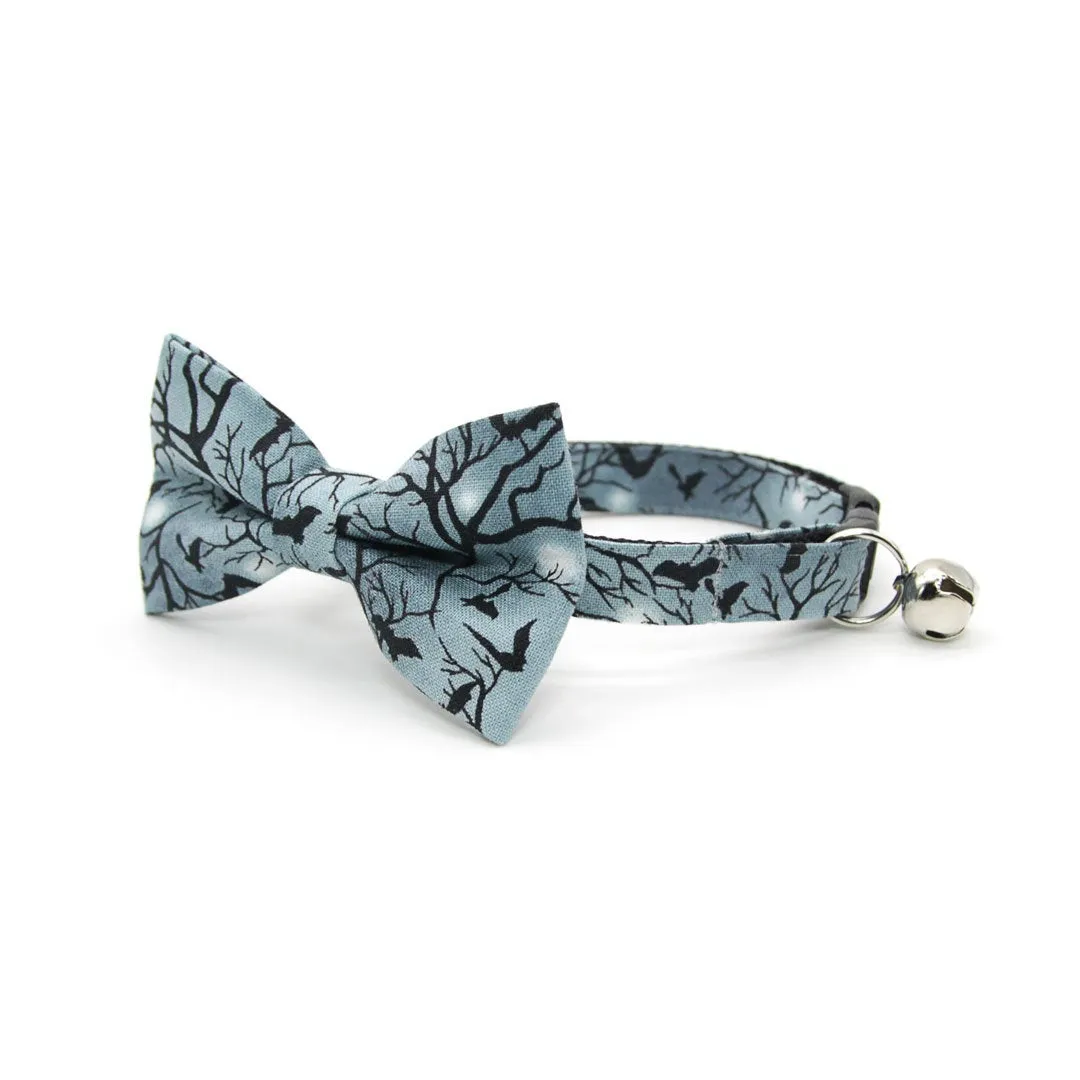 Halloween Pet Bow Tie - "Witching Hour" - Midnight Gray Bats Bow Tie for Cat / For Cats   Small Dogs (One Size)