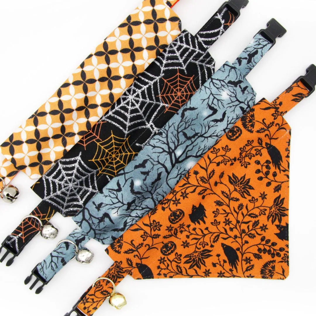 Halloween Pet Bow Tie - "Witching Hour" - Midnight Gray Bats Bow Tie for Cat / For Cats   Small Dogs (One Size)