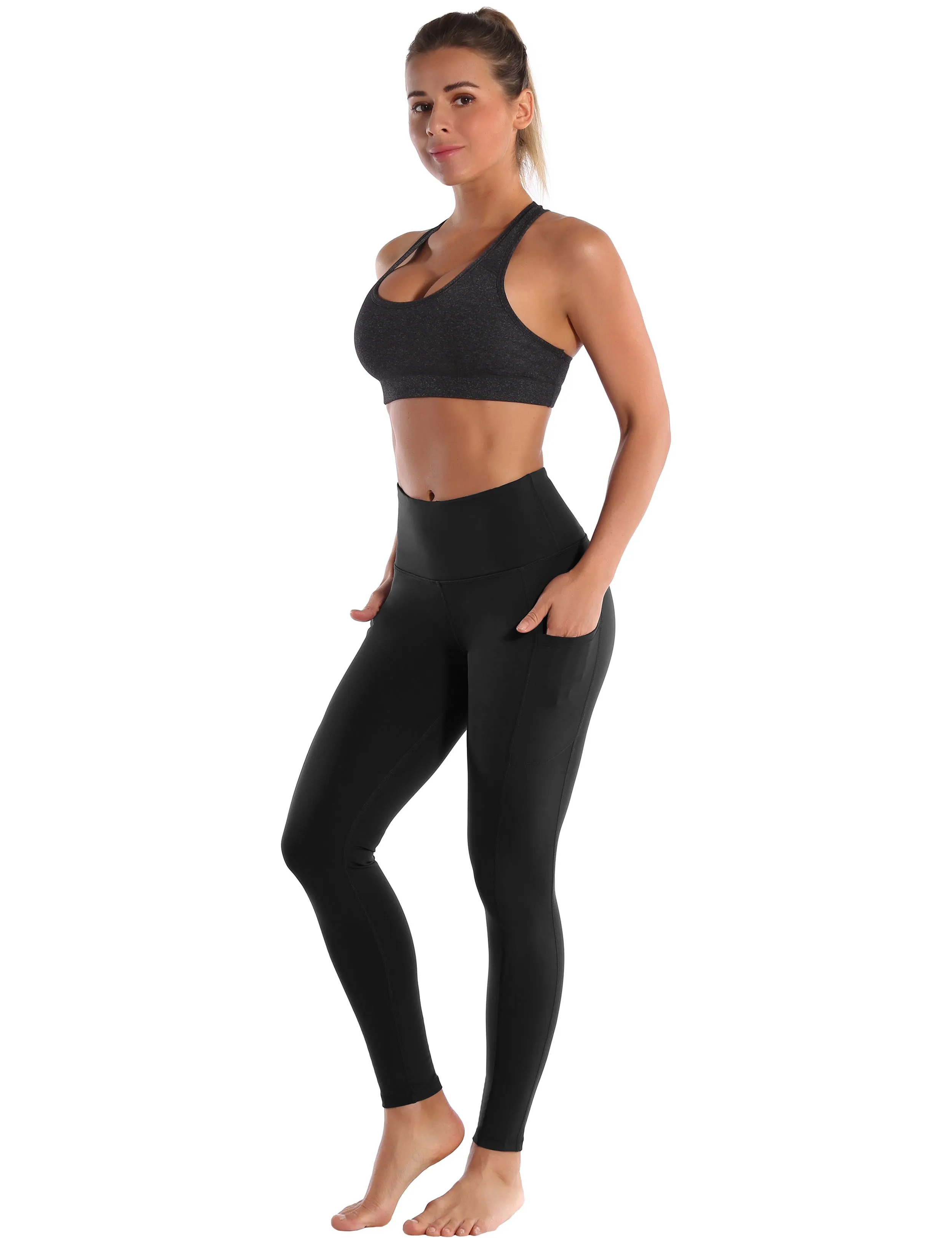 Hip Line Side Pockets Jogging Pants black_Jogging