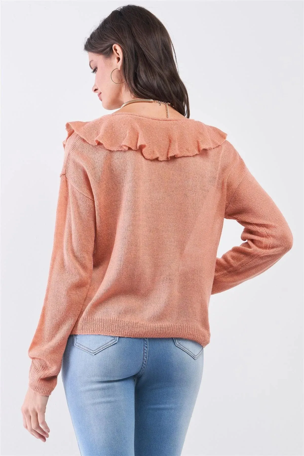 Latte Round Neck Bertha Collar Button-Front Cardigan /3-2-1