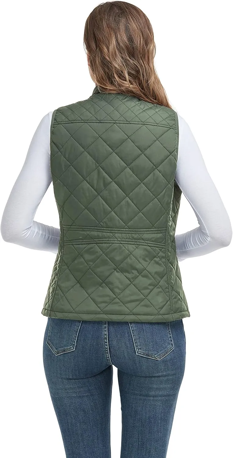 LONGKING 2025 Upgraded, Women's Outwear Vest With One Inner Pocket - Stand Collar Lightweight Zip Quilted Vest for Women