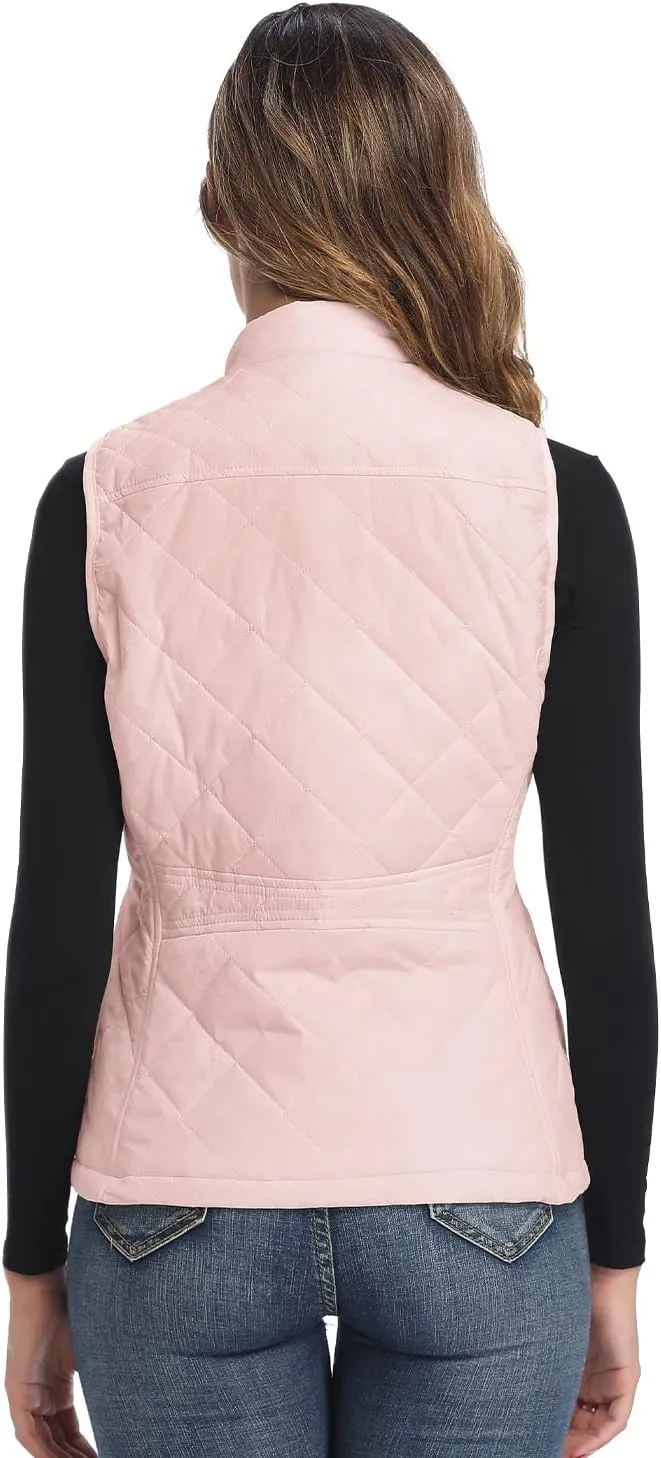 LONGKING Women's Vest, Stand Collar Lightweight Zip Quilted Vest for Women