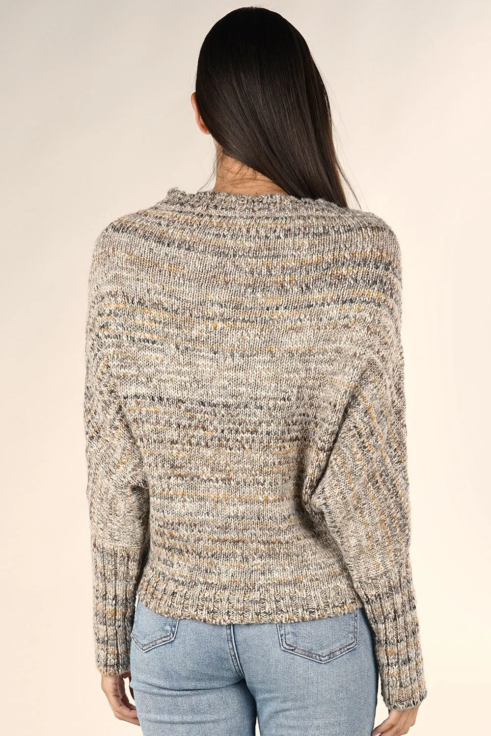 Melange Slouchy Boat Neck Sweater