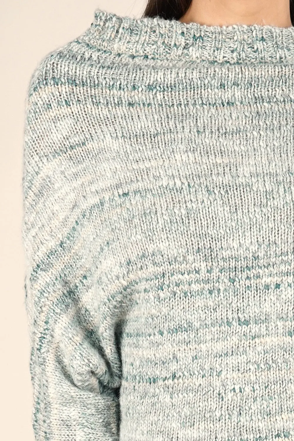 Melange Slouchy Boat Neck Sweater