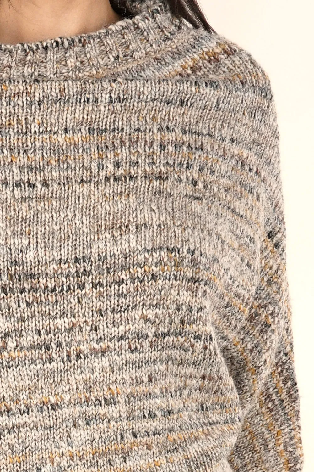 Melange Slouchy Boat Neck Sweater