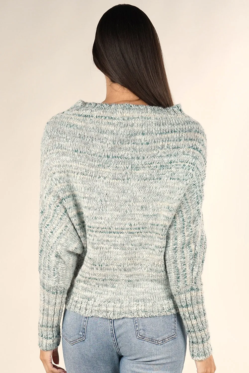 Melange Slouchy Boat Neck Sweater