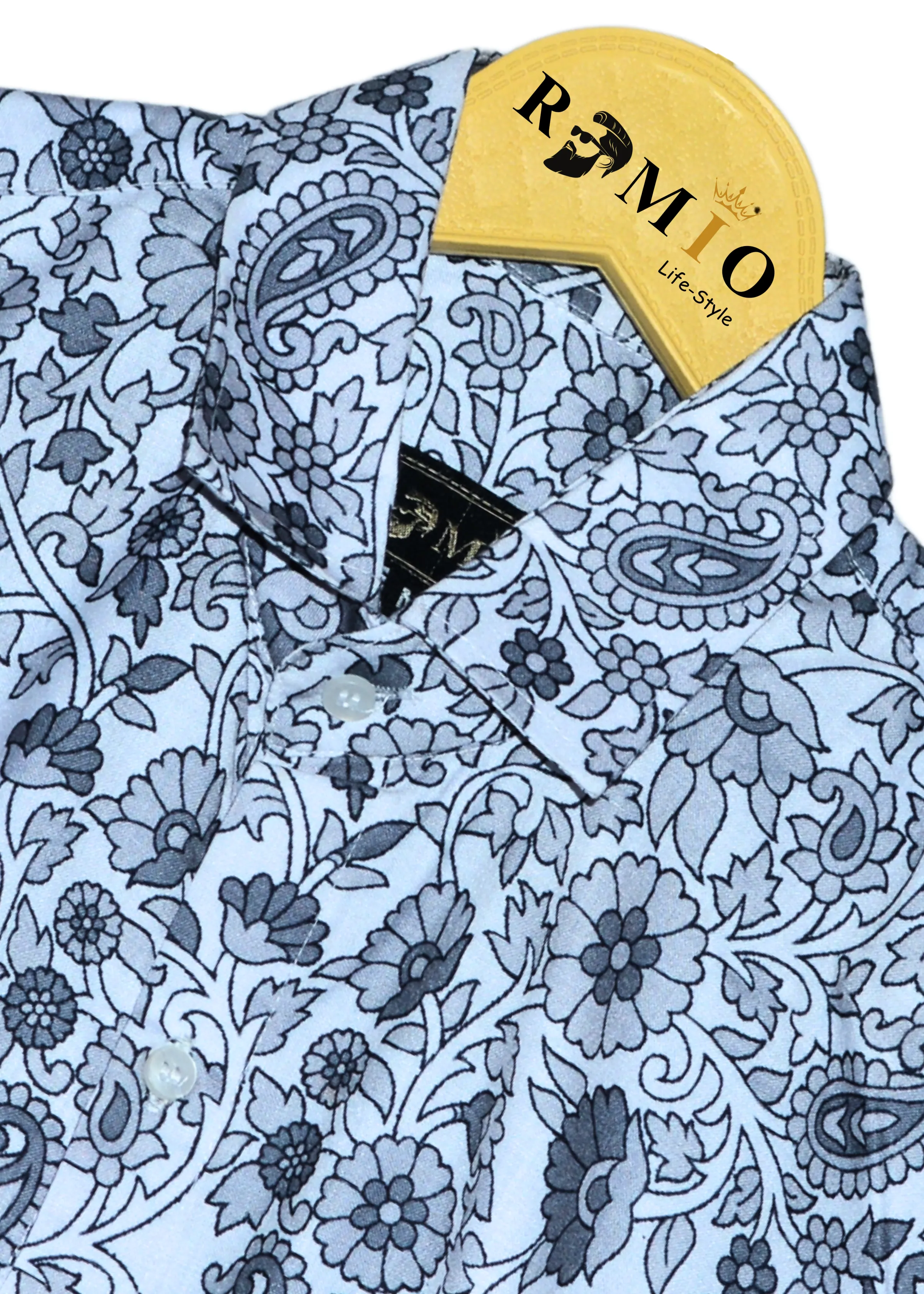 Men Regular Fit Printed Spread Collar Casual Half Sleev Shirt (f20)